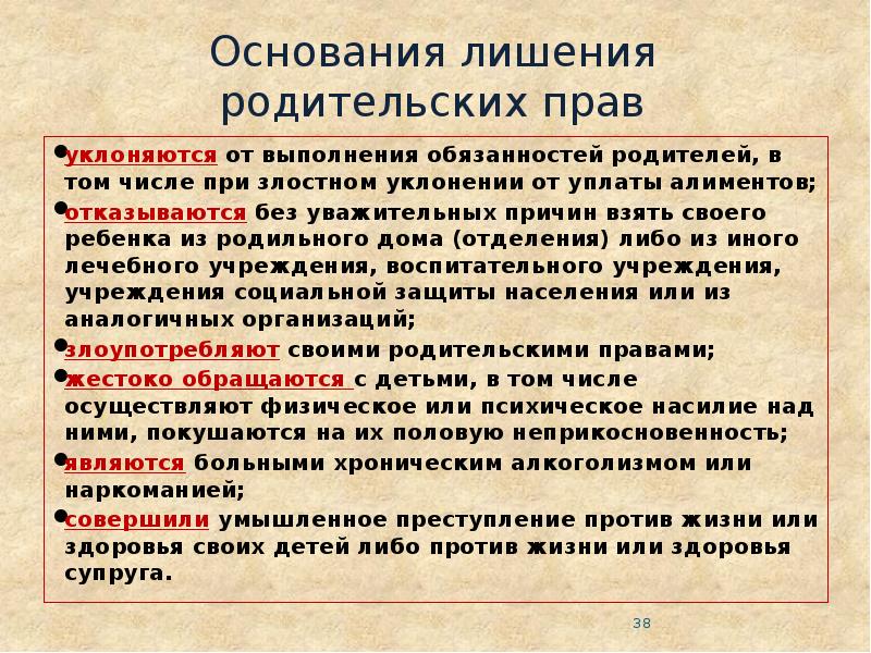 Основания лишения