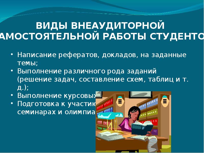 Виды тем самостоятельных работ