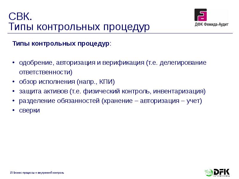 Контрольные вид. Виды контрольных процедур. СВК контрольные процедуры. Контрольные процедуры внутреннего контроля. Примеры контрольных процедур.