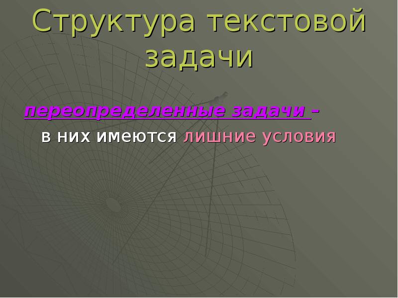 Элементы текстовой задачи. Структура текстовой задачи схема. Структура текстовой задачи таблица. Структура текста решения. Переопределённая задача это.