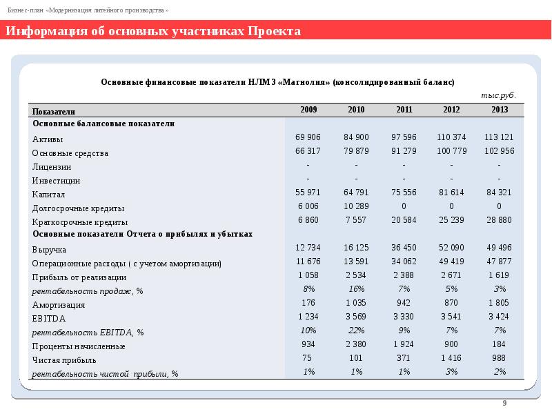 Бизнес план модернизации