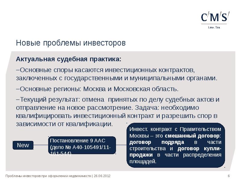 Проблема инвестиционного договора. Основные вопросы инвестора. Инвестиционные контракты правительства Москвы. Новые проблемы.