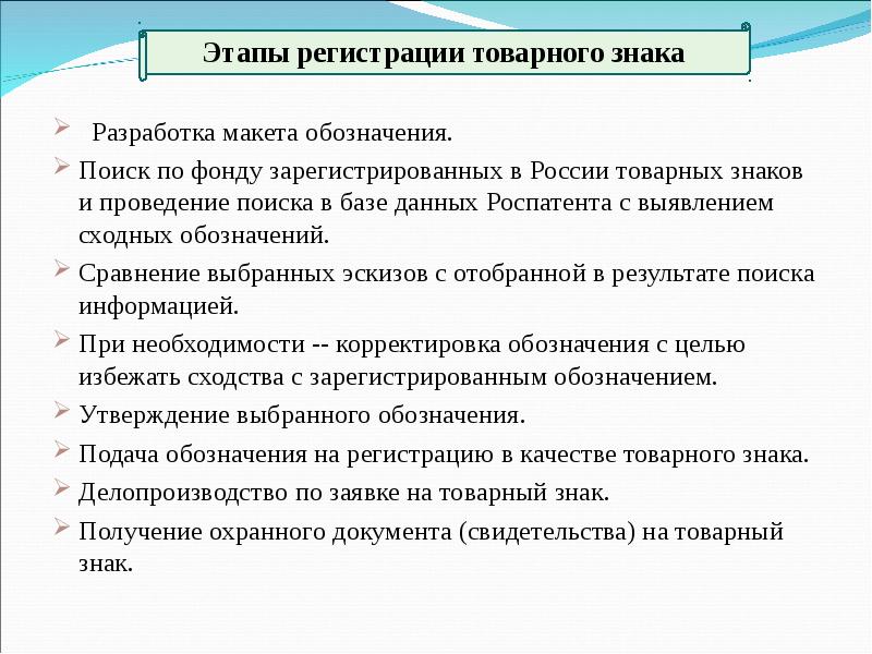 Государственная регистрация товарного знака презентация