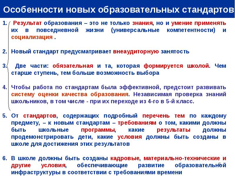 Особенности стандарта