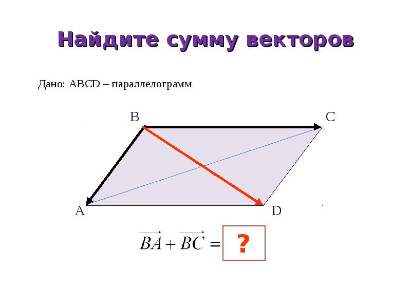 Найдите сумму векторов ав. Найдите сумму векторов ав