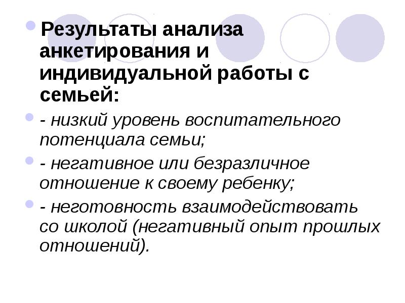 Низший 7. Низкий уровни воспитательного потенциала семьи.