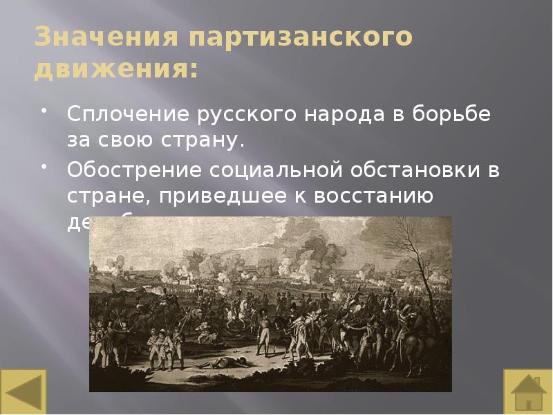 Партизанское движение презентация 1812