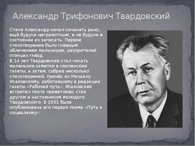 План статьи о твардовском 7 класс