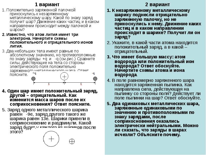 Палочку заряженную положительно подносят к шарику