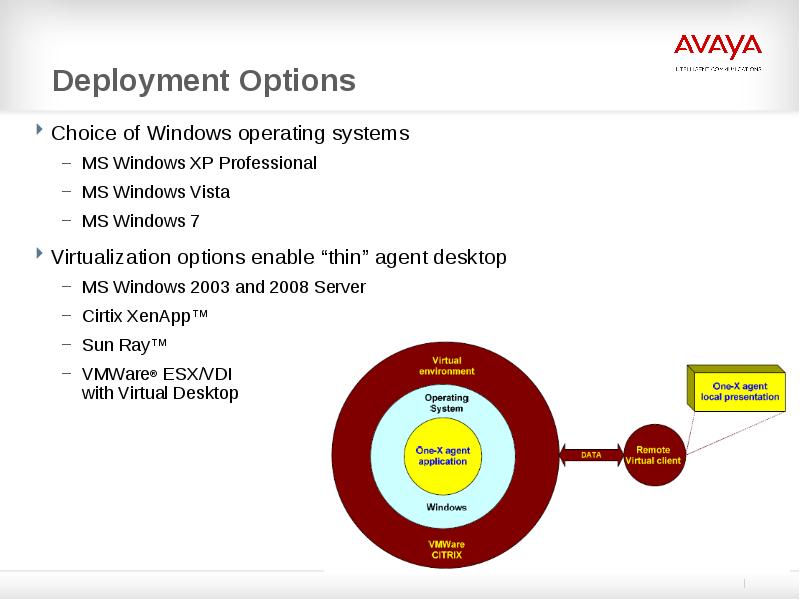 Deployment Options
Choice of Windows operating systems
MS Windows XP Professional
Deployment Options
Choice of Windows operating systems
MS Windows XP Professional