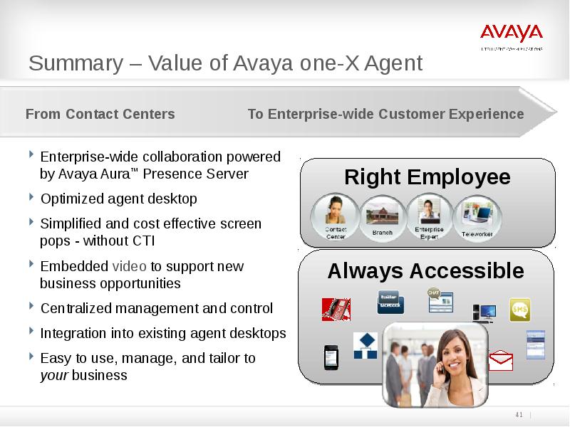 Summary – Value of Avaya one-X Agent Summary – Value of Avaya one-X Agent