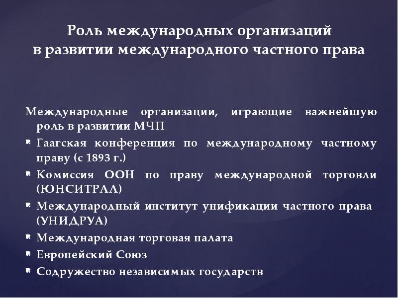 Роль международных актов