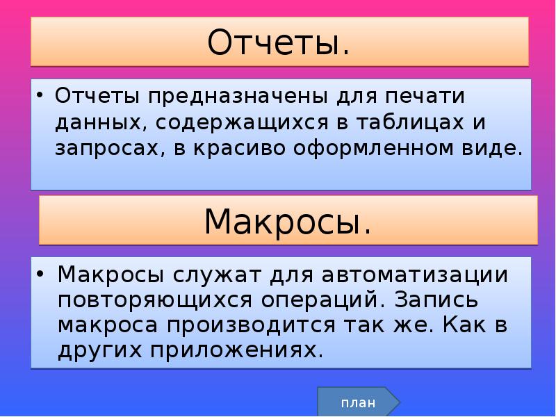 Для чего предназначены отчеты в базе данных