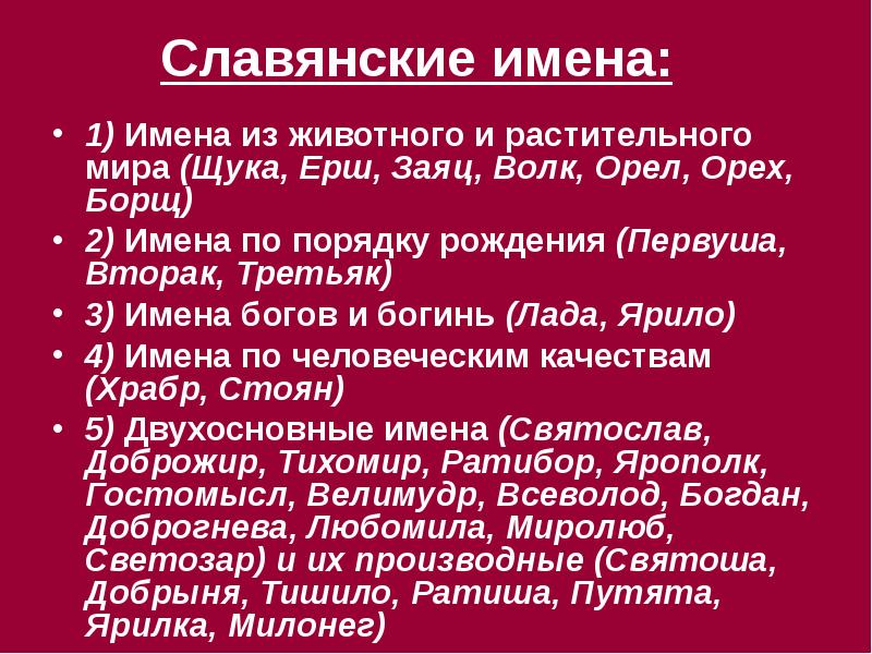 Популярные славянские мужские имена