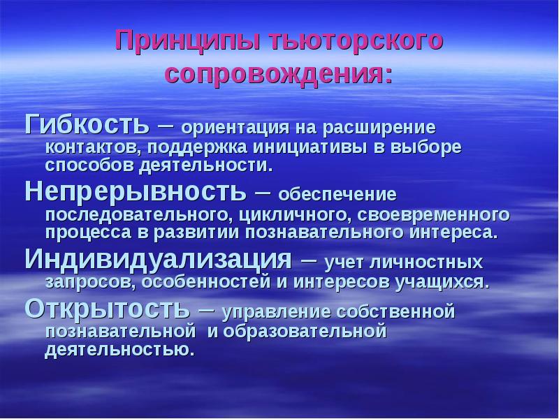 Как называется сопровождение. Принципы тьюторского сопровождения. Принципы работы тьютора. Тьюторское сопровождение индивидуализация. Специфика форм тьюторского сопровождения.