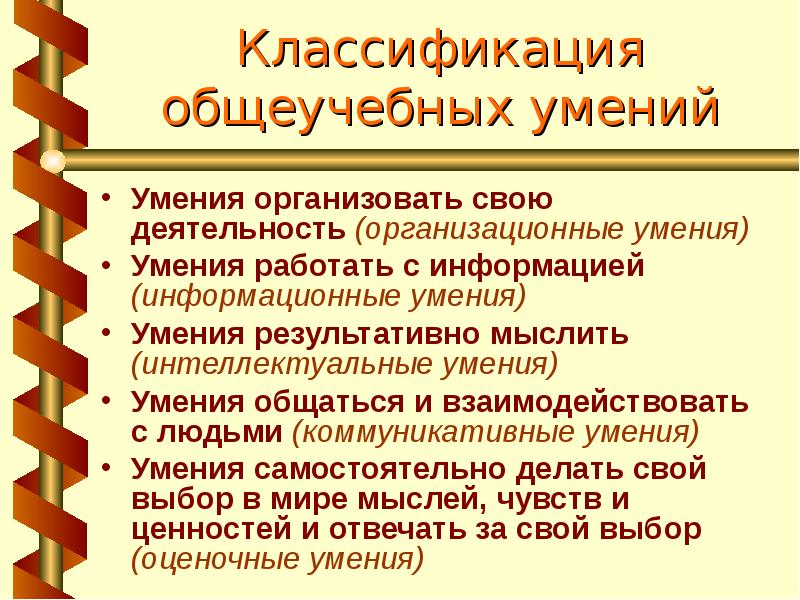 Виды умений. Классификация умений. Классификация навыков и умений. Классификация учебных умений. Классификация общеучебных умений.