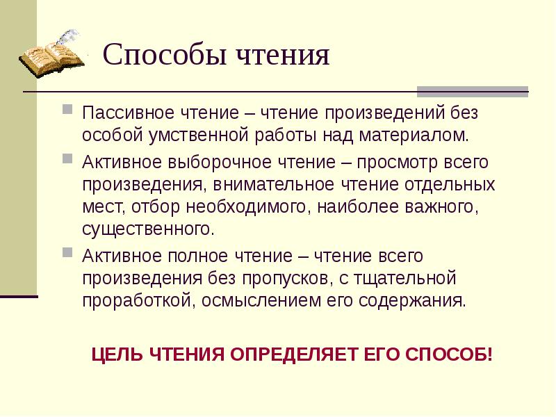 Виды чтения 5 класс. Методы чтения. Основные способы чтения. Пассивное чтение. Способы чтения книг.