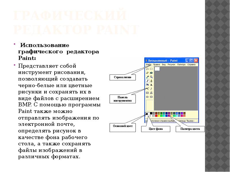 Графический редактор виды программ. Прикладные программы Paint. Расширение графического редактора. Прикладные программы в паинт. Графический редактор Paint создает файл с расширением.