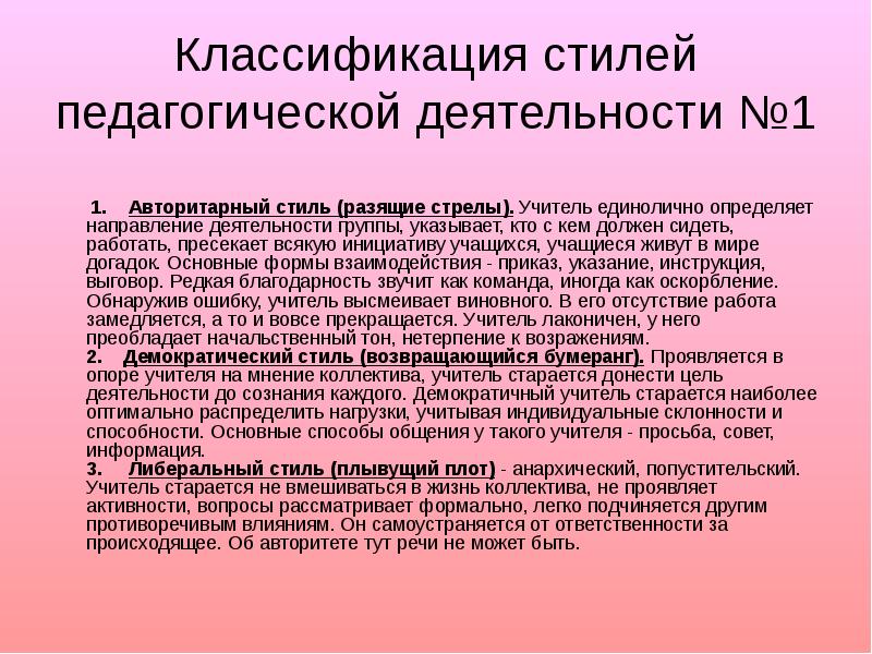 Демократический Стиль Общения На Уроке