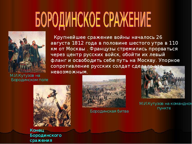 План рассказа о войне 1812