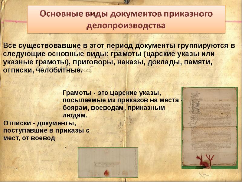 История появления документа презентация