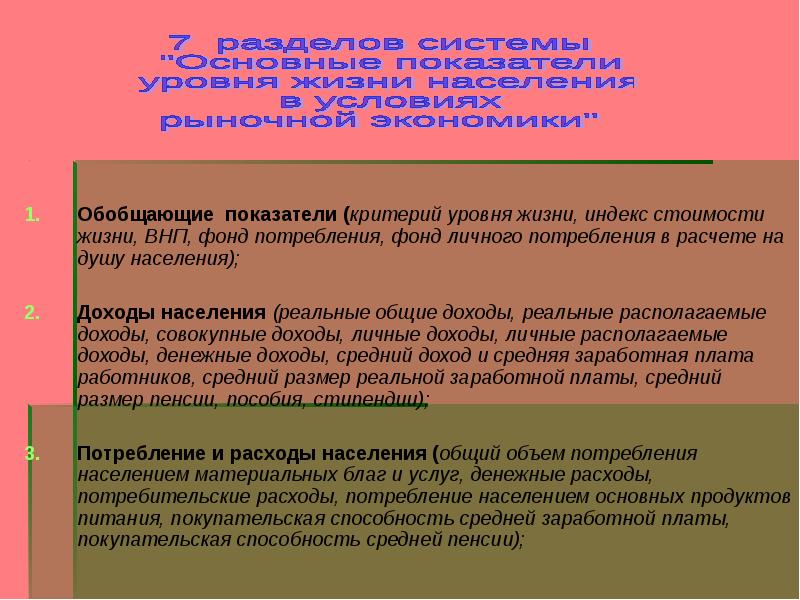 Обобщающий показатель уровня жизни
