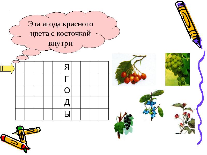 В названии этой ягоды спрятано имя девочки. Кроссворд про дикорастущие ягоды.