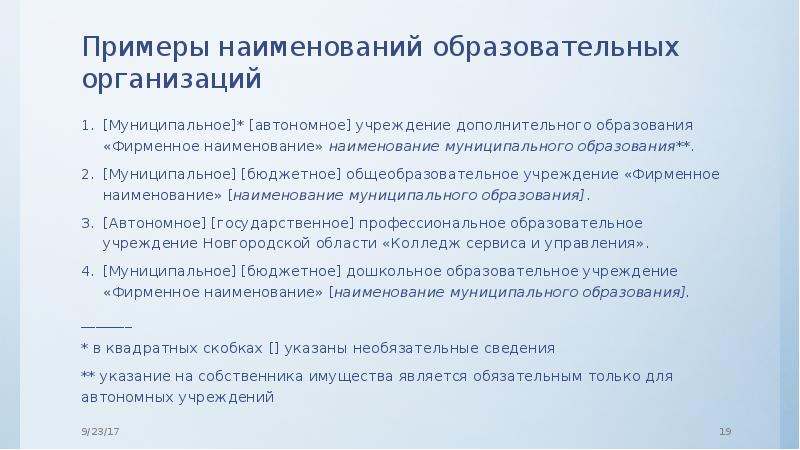 Наименование муниципального образования что нужно написать образец