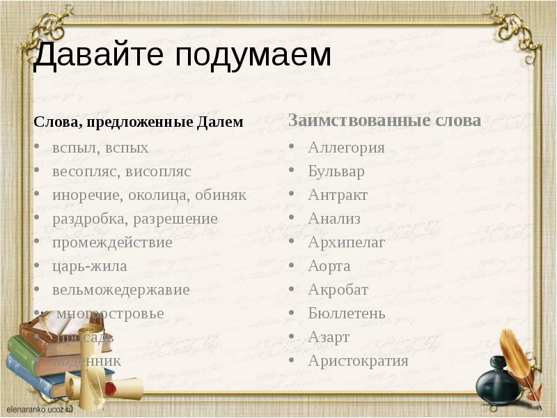 Давай подумаем какие. Словарь Даля заимствованные слова. Давай подумаем текст. Антракт это иноязычное слово???????????????????????????????????. Слово подумаю.