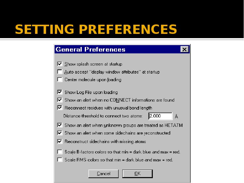 Preferences settings