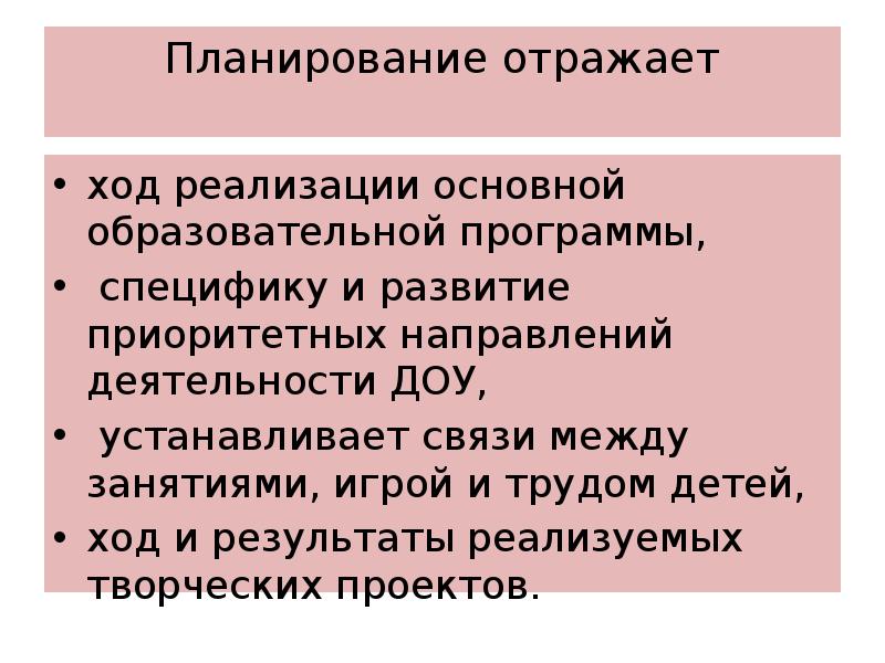 Планирование отражает