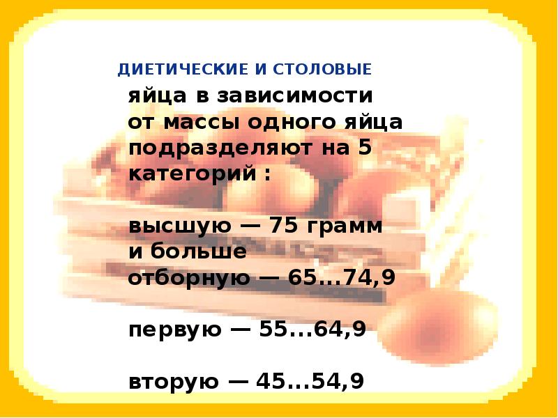 Яйца и яйца продукты презентация