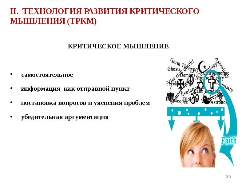 II. ТЕХНОЛОГИЯ РАЗВИТИЯ КРИТИЧЕСКОГО МЫШЛЕНИЯ (ТРКМ)  КРИТИЧЕСКОЕ МЫШЛЕНИЕ  