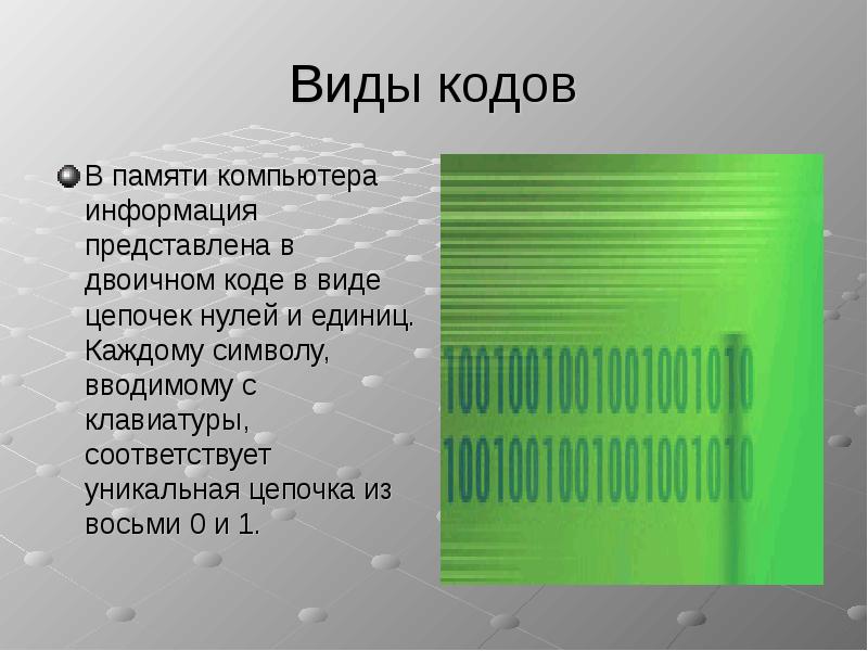 Код в памяти компьютера. Виды кодов. Виды компьютер кодов. В памяти компьютера информация представлена в двоичном коде. Информация в памяти компьютера представлена в виде.