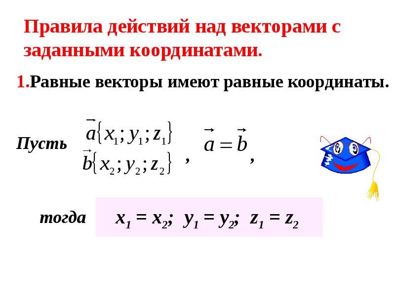 Действия над векторами в пространстве презентация 10 класс