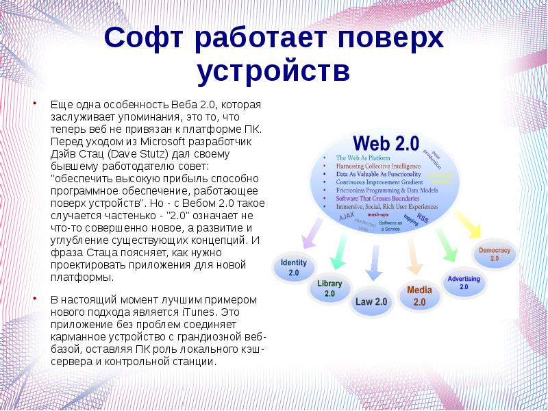 Работа поверх. Специфика веб 2 сервисов. Основная особенность web-2. В чем специфика сервисов web 2.0. Как работает софт.