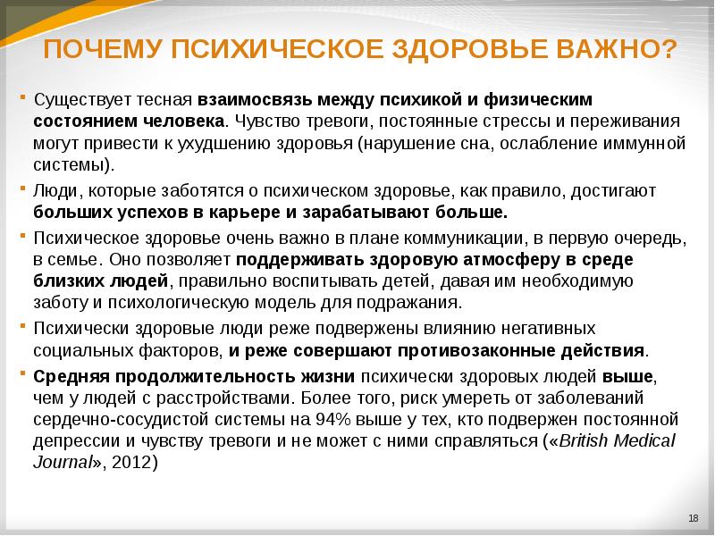 Психическое здоровье человека презентация