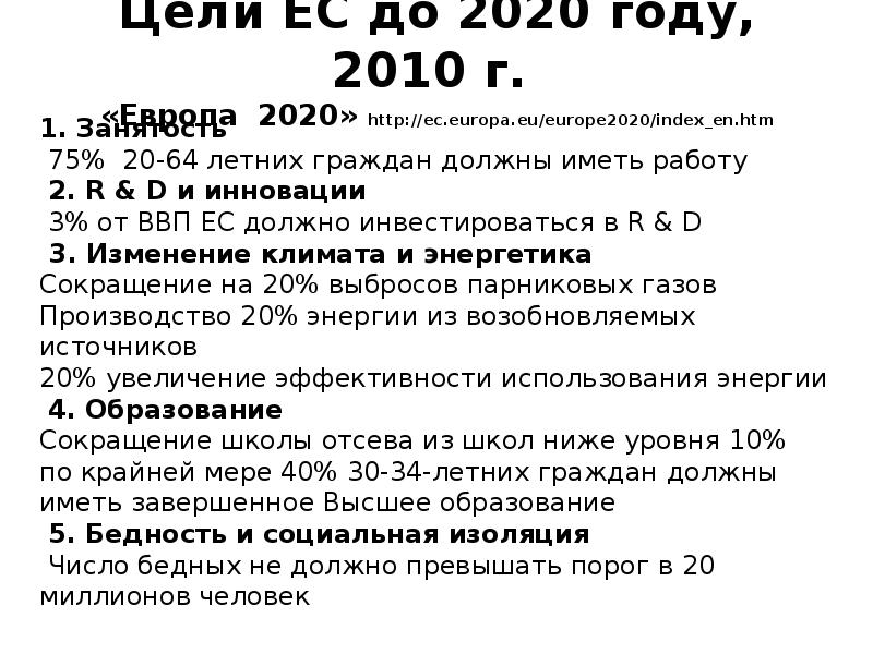 Цели 2020