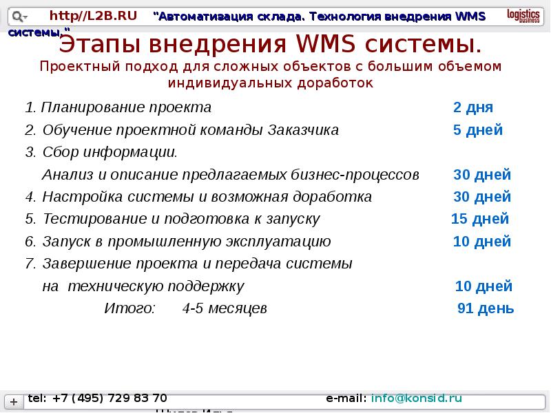 Проект внедрения wms системы