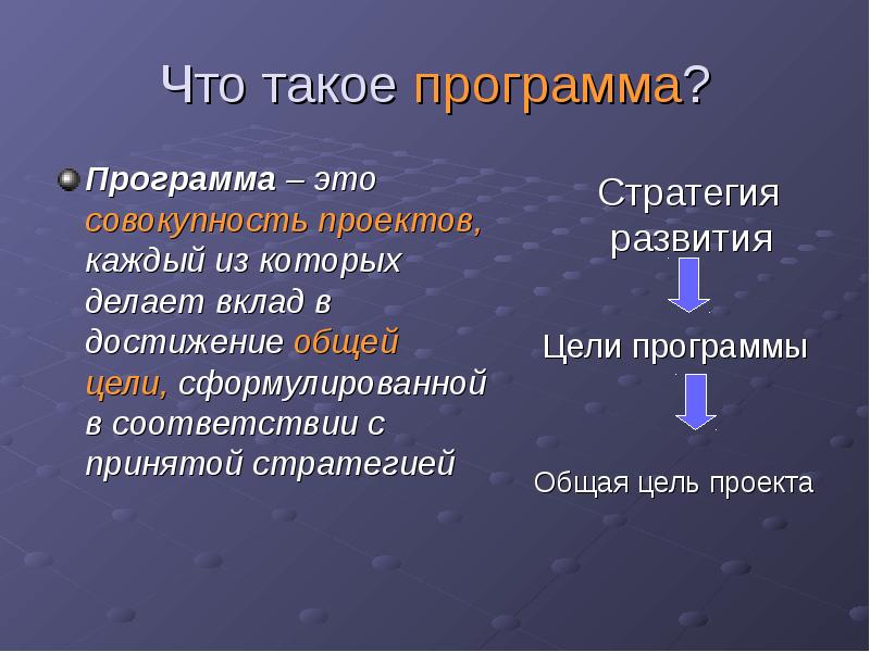 Программа это совокупность проектов объединенных общей конечной целью