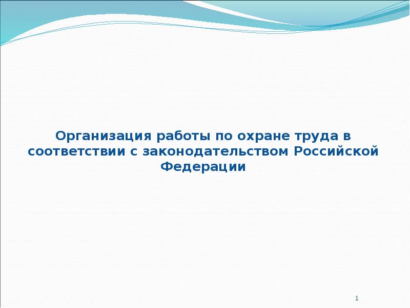 Организация работы по охране труда в соответствии с законодательством Российской Федерации