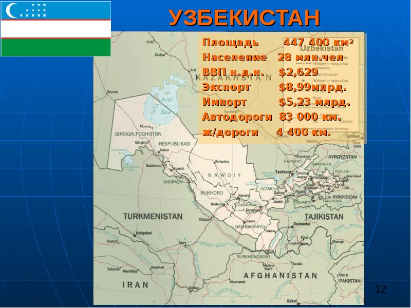 Площадь узбекистана карта