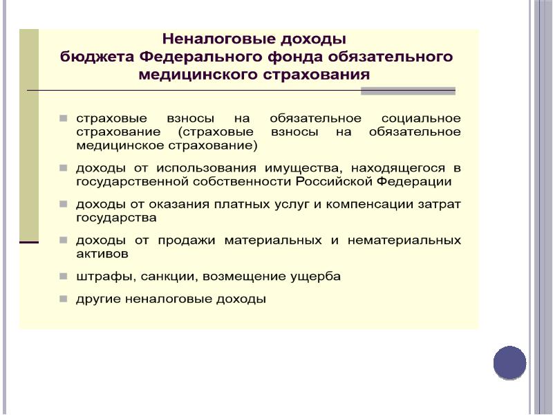 Фонд обязательного медицинского страхования доходы и расходы