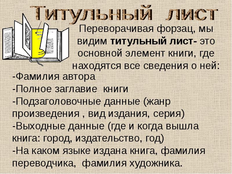 Из чего состоит книга презентация