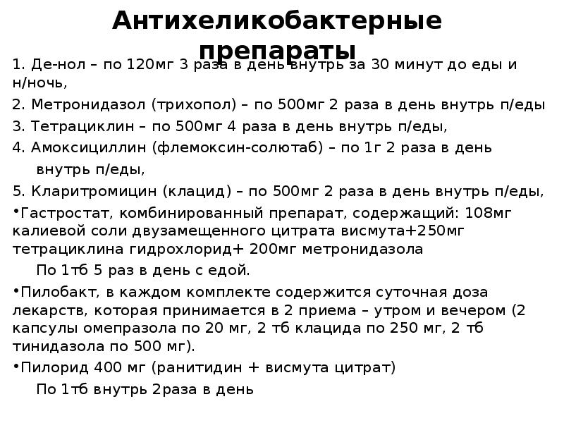 Схема антихеликобактерной терапии