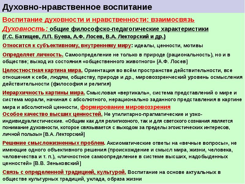 Идеал и ценности воспитания. Взаимосвязь нравственного и религиозного воспитания. Взаимосвязь духовности и нравственности. Мотивы и ценности воспитания. Религиозное воспитание характеристика.