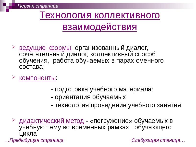 Формы коллективного взаимодействия схема