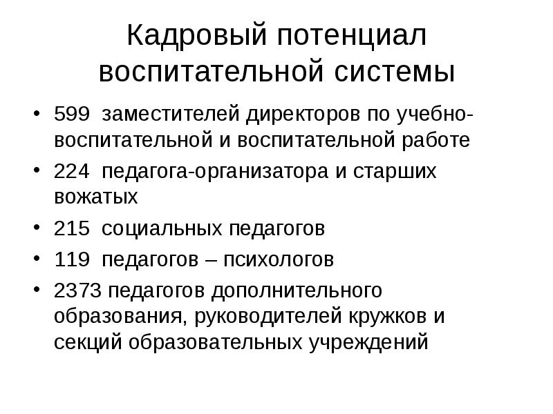 Воспитательный потенциал в рабочих программах. Кадрового потенциала в здравоохранении.