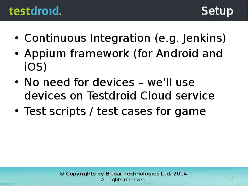 Setup Continuous Integration (e.g. Jenkins) Appium framework (for Android and iOS)