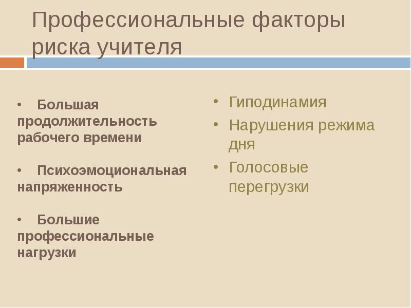 Болезнь учителей. Факторы риска учителя. Риски педагога в человеческом и профессиональном факторах.